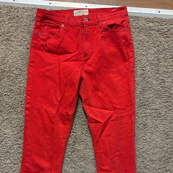 Lucky Brand Woman’s 6 Red Skinny Jeans Raw Hem Bottoms Like New - Picture 6 of 15